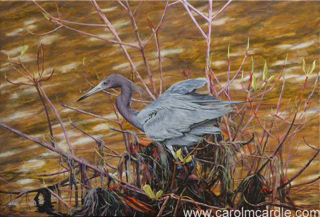 Blue Heron in The Bush 24"x36"